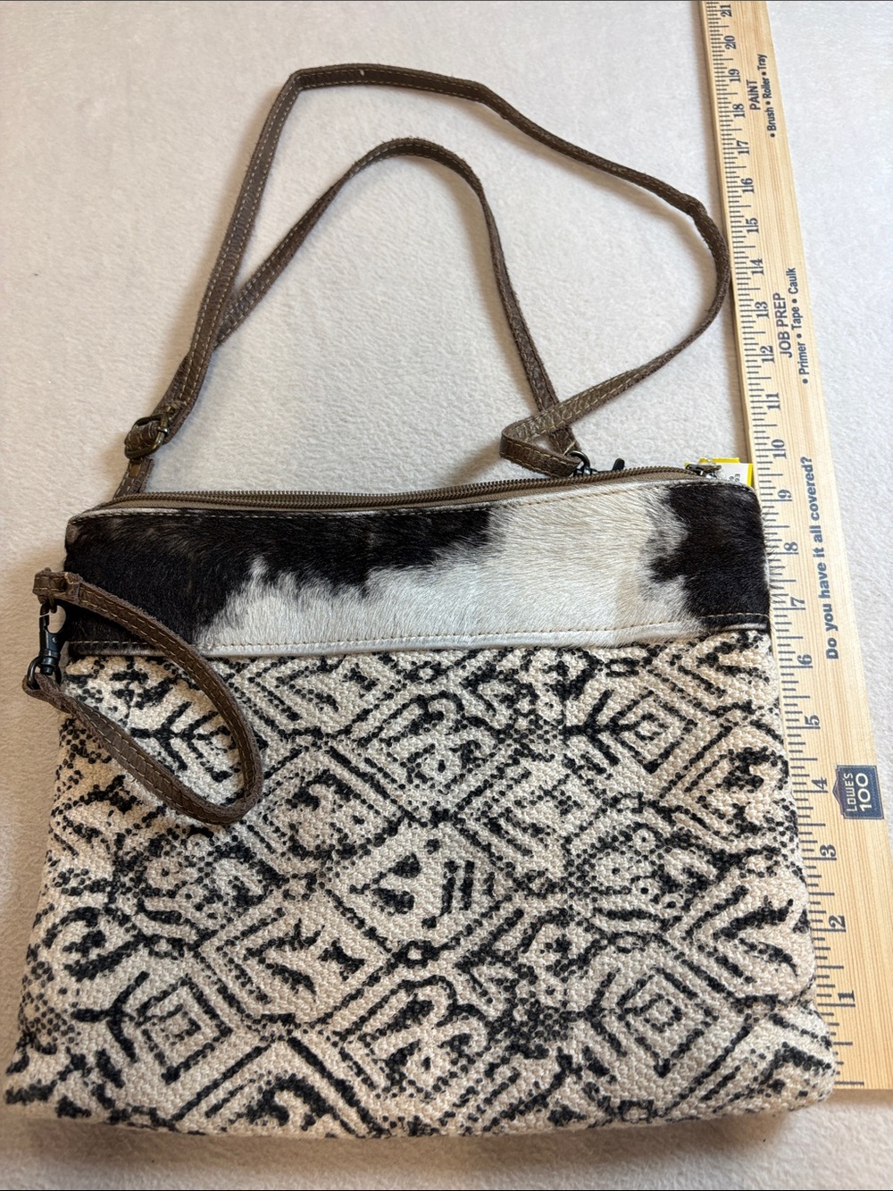 Neutral Black & White Textured Crossbody Bag